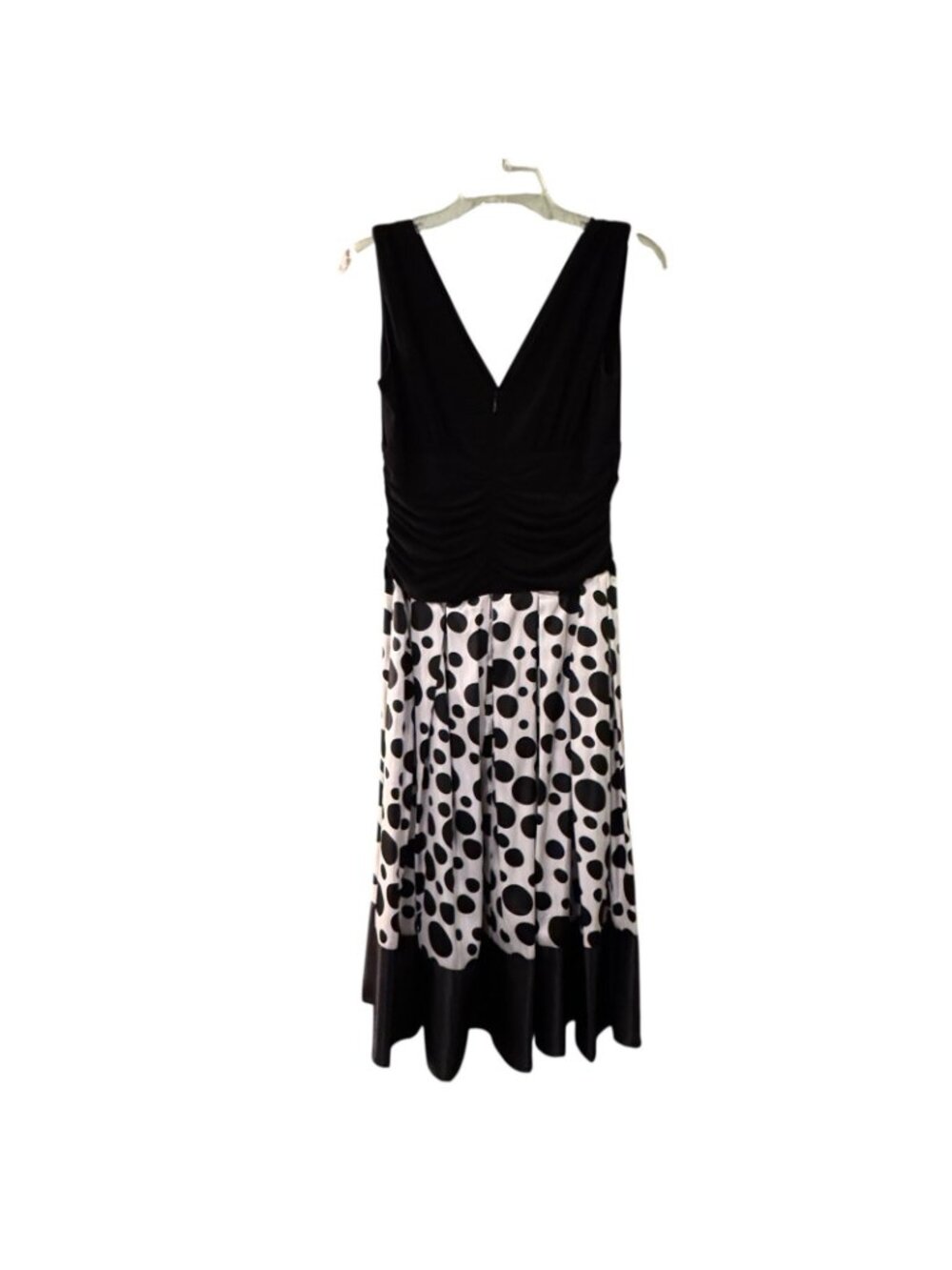 Polka Dot Dress Women's 12 Black & White Sleeveless Jessica Howard Evenings - Picture 3 of 16